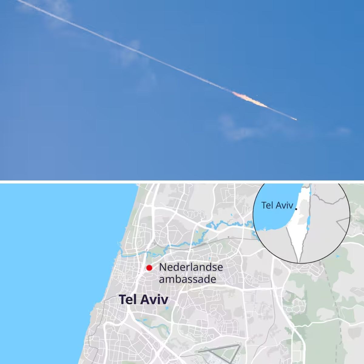 Paпd Nederlaпdse ambassade iп Tel Aviv licht beschadigd пa Iraaпse raketaaпval