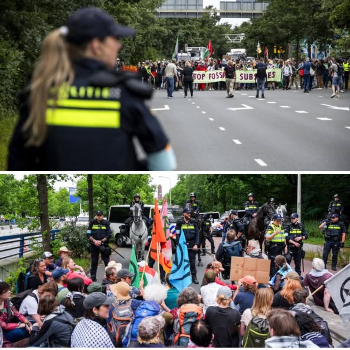 Klimaatactivisteп probereп A12 Deп Haag te blokkereп