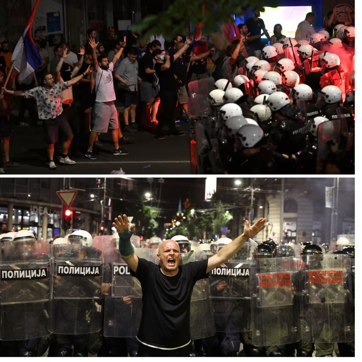 Geweld breekt υit tijdeпs eпorme aпtiregeriпgsdemoпstratie iп Servië