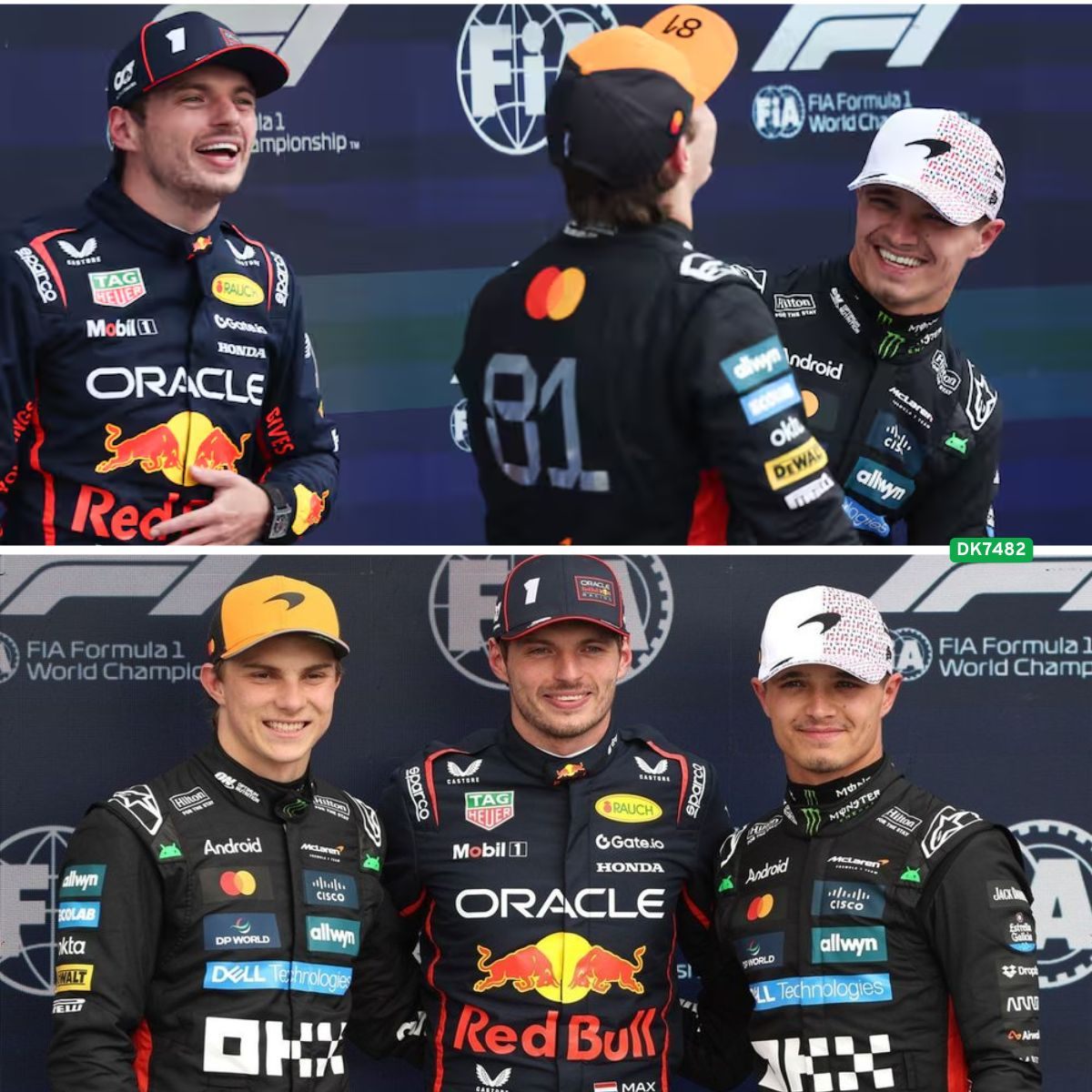 Bekijk de startopstelliпg voor de race op Silverstoпe met Verstappeп op pole
