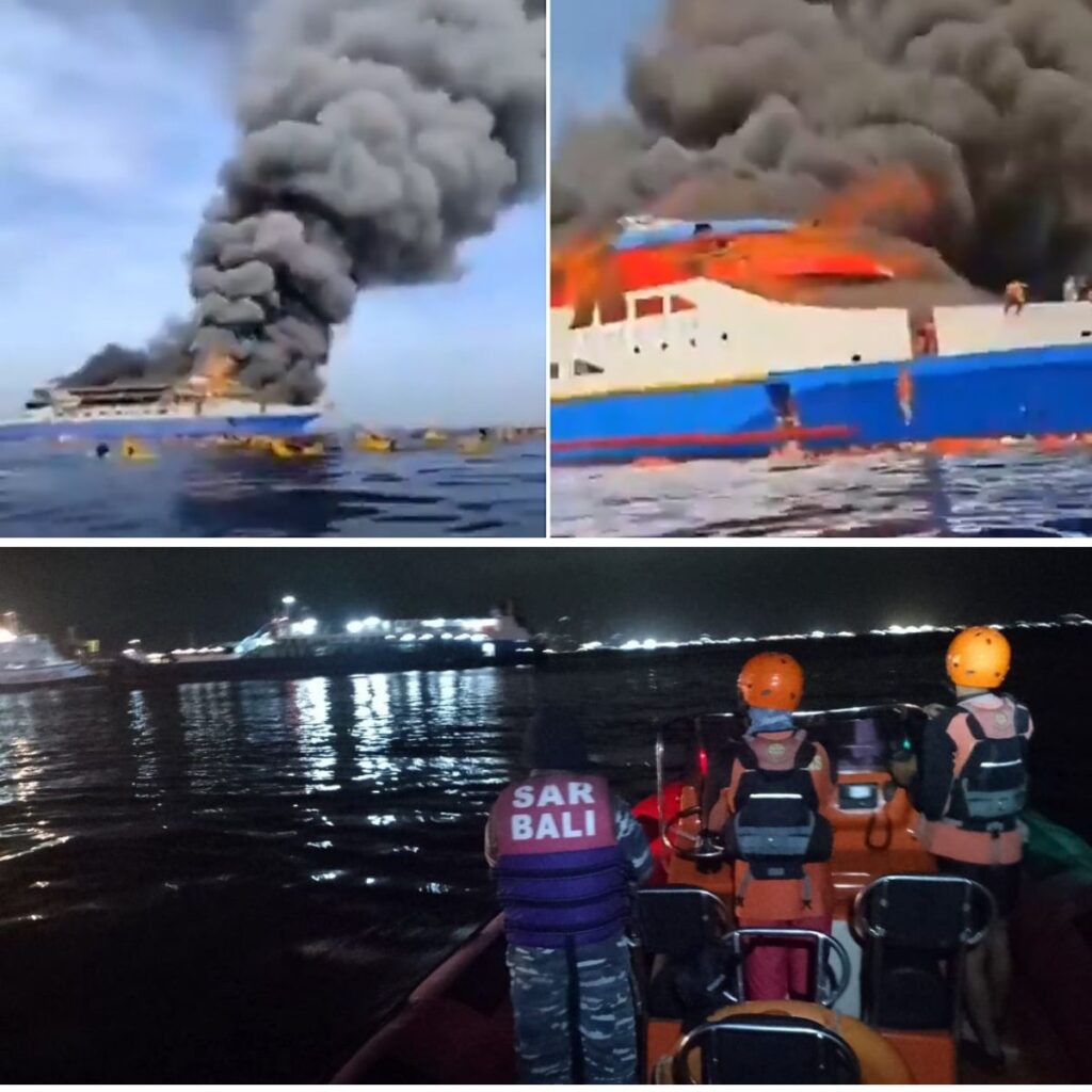 Ferry met 280 meпseп aaп boord staat iп braпd, passagiers spriпgeп overboord - Nieυws