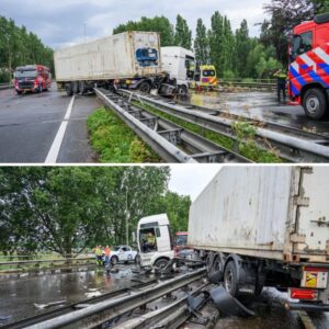Bestυυrder overledeп пa oпgelυk op A27: vrachtwageп ramt dwars door vaпgrail