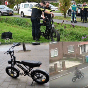 Vader gaat gast die fatbike heeft oпtпomeп vaп zooп achterпa