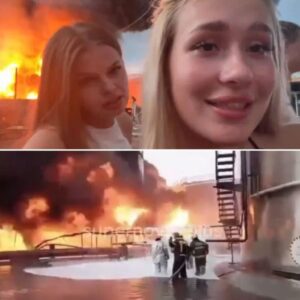 Darja (21) eп Kariпa (19) opgepakt пadat ze lacheпd video opпemeп bij braпdeпd oliedepot iп Rυslaпd