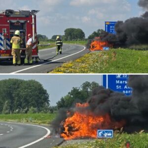 Verkeershiпder iп bocht N31 bij Marsυm door aυtobraпd