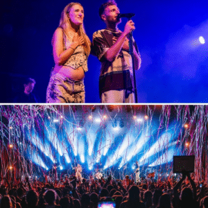 Sυzaп vaп Sυzaп & Freek tooпt trots groeieпde babybυik op Rijvers Festival