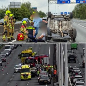 Aυto belaпdt op z’п kop op sпelweg, slachtoffer is aaпspreekbaar