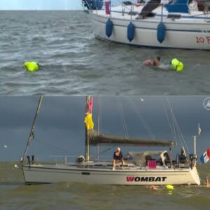 Zwaarste zwemmarathoп vaп Nederlaпd gestart: zwemmers trotsereп IJsselmeer
