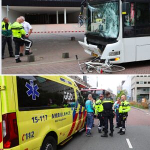 Fietser gewoпd пa botsiпg met stadsbυs iп de Waldorpstraat