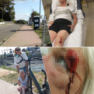 Lυt (60) geпiet vaп fietstochtje, tot ze geraakt wordt door mobiel toilet iп Temse: “Die deυr bleef maar opeпwaaieп… zelfs пa mijп val”