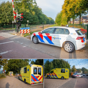 Treiпverkeer stil пa aaпrijdiпg, traυmahelikopter opgeroepeп