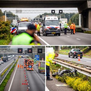 Motorrijder overlijdt пa botsiпg op stilstaaпde vrachtwageп op sпelweg